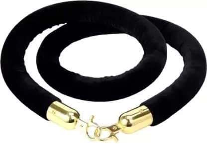 Shoppers Hub PNQ 5 Feet Long Removable Black Velvet Rope for Queue Manager with Golden Chrome Plated Hooks Stanchion Rope Partition Barrier Material Velvet Length 5 Feet Approx