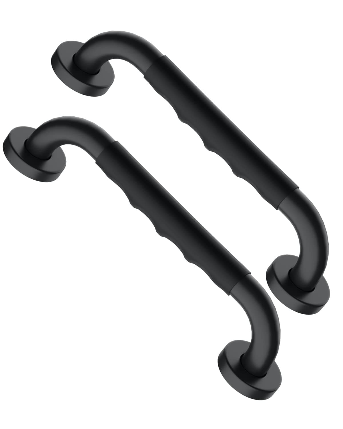 12 Inch Black Shower Grab Bar w/Anti Slip Rubber Grip, Munzong 2 Pack Stainless Steel Bathroom Grab Bar, Bathroom Balance Bar,Safety Handrail Support,Handicap Injury Elderly Senior Assist Bath Handle