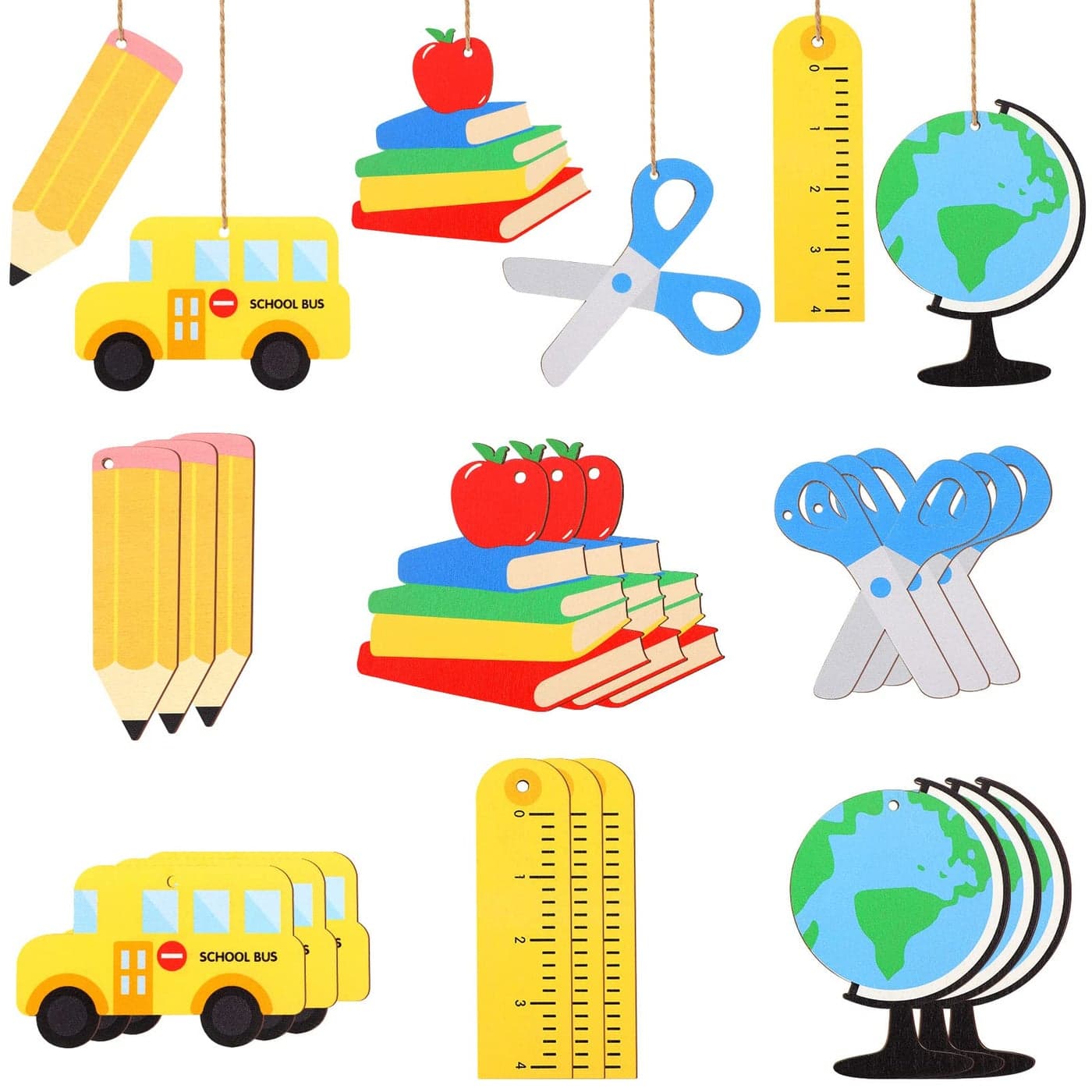 Back to School Decorations Wooden Hanging Banner Ornaments First Day of Classroom Hanging Decor Welcome Back to School Party Decorations Supplies Classic Style24 Pieces