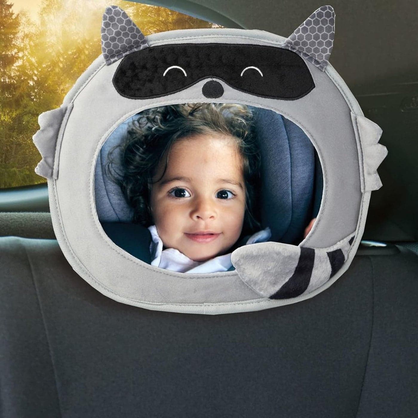 Diono Easy View Racoon Character Baby Car Mirror Safety Car Seat Mirror for Rear Facing Infant Fully Adjustable Wide Crystal Clear View Shatterproof Crash Tested