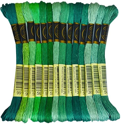 Blue Green Gradient Color Embroidery Floss Cross Stitch Threads Friendship Bracelets Floss Crafts Floss 14 Skeins Per Pack Embroidery Floss