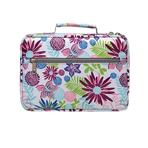Gatycallaty Bible Carrying Verse Carry Organizer Case for Teen Girls Teenagers Youth Church Study Pouch Soft Bag Carrier with Pocket Handle Colour Christmas Gift Present Cute Compact Floral Print Zip