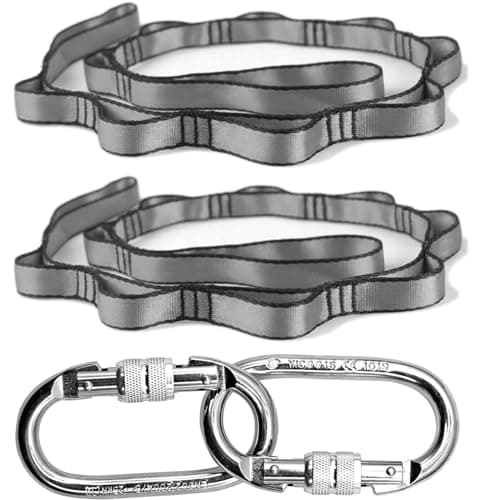 PRIOR FITNESS Yoga Straps Aerial Hammock Accessory Set, 2pcs Daisy Chain + 2pcs Carabiner, Aerial Silk Hardware with Daisy Chain Carabiner for Yoga Swing Pilates