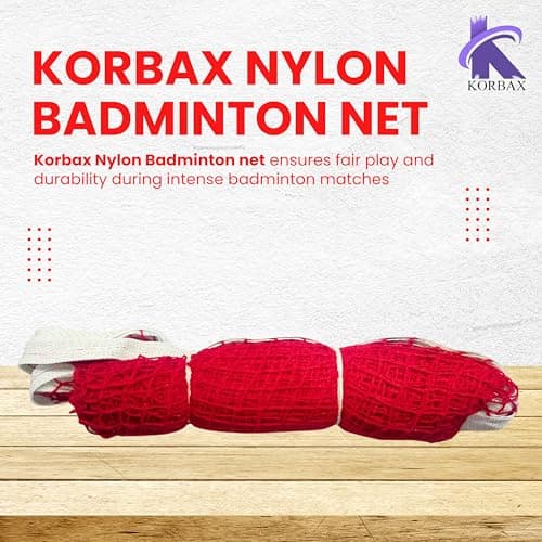Korbax Nylon Tape One Side Border Beginner Badminton Net (21 * 2.2 Feet) for Sports, Training, Practice and Fun