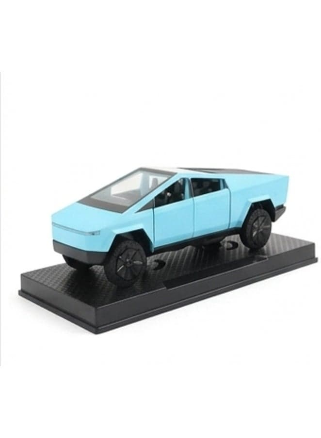 1:32 Scale Cybertruck Diecast Model Car | Blue Alloy Pull-Back Pickup Truck with Realistic Sound & LED Lights | Detailed Simulation Vehicle Toy for Kids, Adults & Collectors
