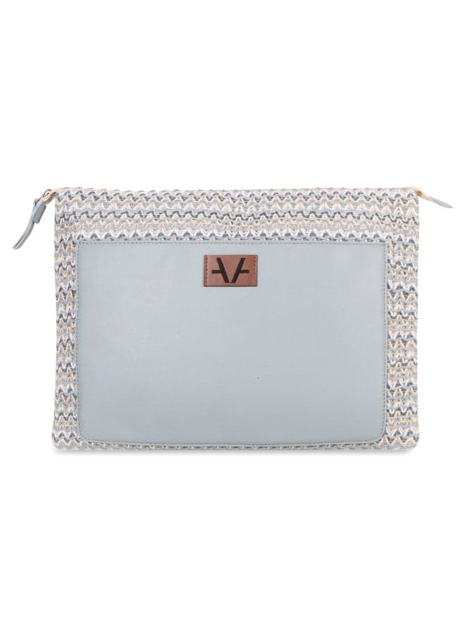Ocean Bloom Raffia Lightweight Sustainable Laptop Sleeve Bag