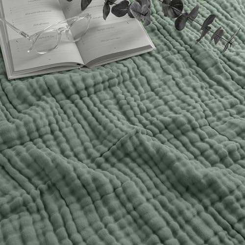 Comfy Cubs Muslin Blanket for Adults King 108 x 90 6 Layer Soft Breathable Lightweight Muslin Adult Blanket Machine Washable Designed in The US Bedding for All Seasons Fern