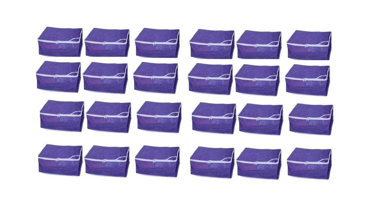 Fashion Bizz Non Woven Purple Saree Cover Set of 24 PcsWardrobe OrganiserRegular Clothes Bag