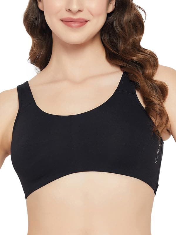 Clovia Women's Cotton Solid Non-Padded Full Cup Wire Free Teen Bra (BR0051A13_Black_L)