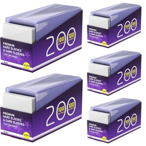 1000 Card Sleeves Hard Plastic Premium Baseball Card Sleeves 3 x 4 Trading Cards Holder Sports Football Game Cards Protectors Top Cases 500 Hard Sleeve 500 Soft Sleeve