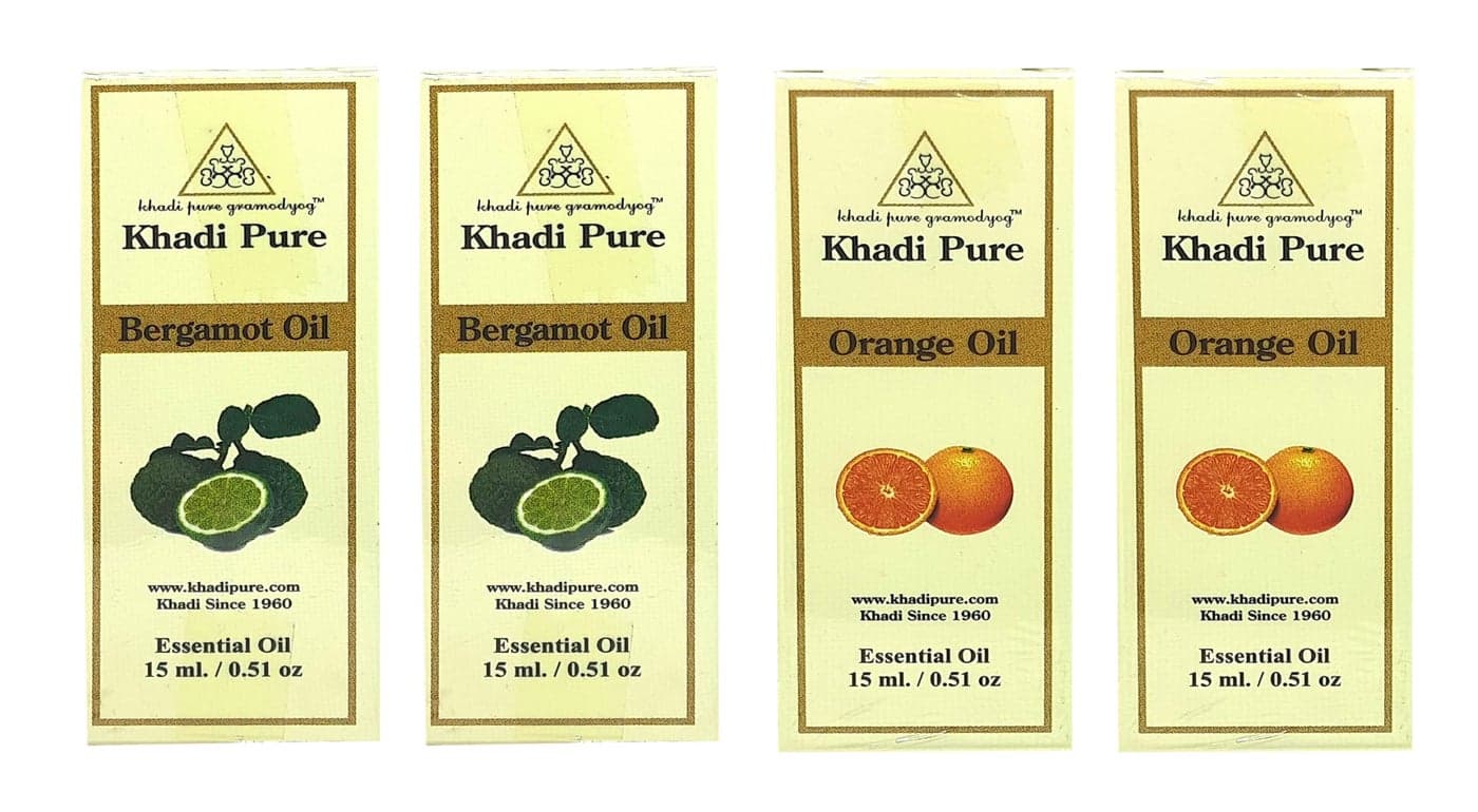 Khadi Pure Bergamot & Orange Essential Oil, 15 Ml (Pack Of 4)