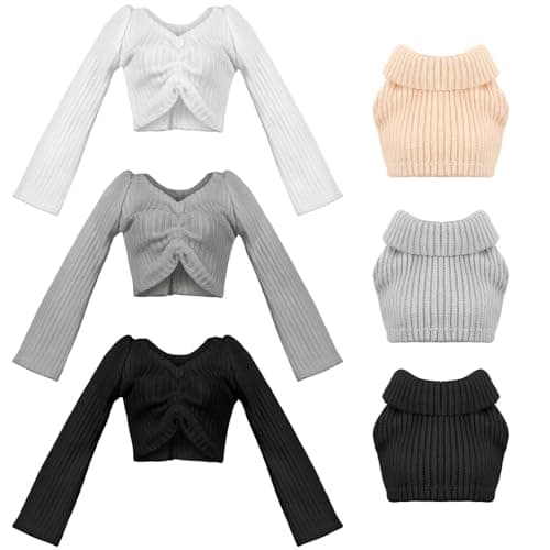 Bencailor 6 Pcs Doll Clothes for 11.8 Inch Clothing Outfit Accessories for Fashion Doll Summer Tops Winter Coat Birthday Gift(White, Gray ,Black,11.8inch)