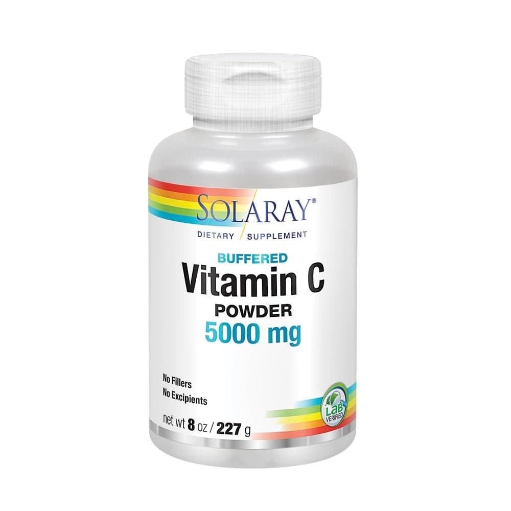 SOLARAY Vitamin C Crystalline 5000mg Buffered Powder for Gentle Digestion Healthy Immune Function Collagen Synthesis Antioxidant Support 8 oz