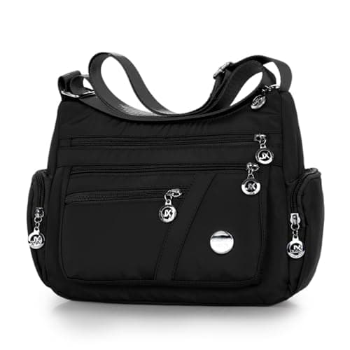 WITERY Nylon Crossboby Bags for Women - Waterproof Zipper Multi-Pocket Crossboby Purse Lightweight Shoulder Bag, Casual Ladies Pocketbooks Small Travel Purse Messenger Bags Medium Handbag Tote