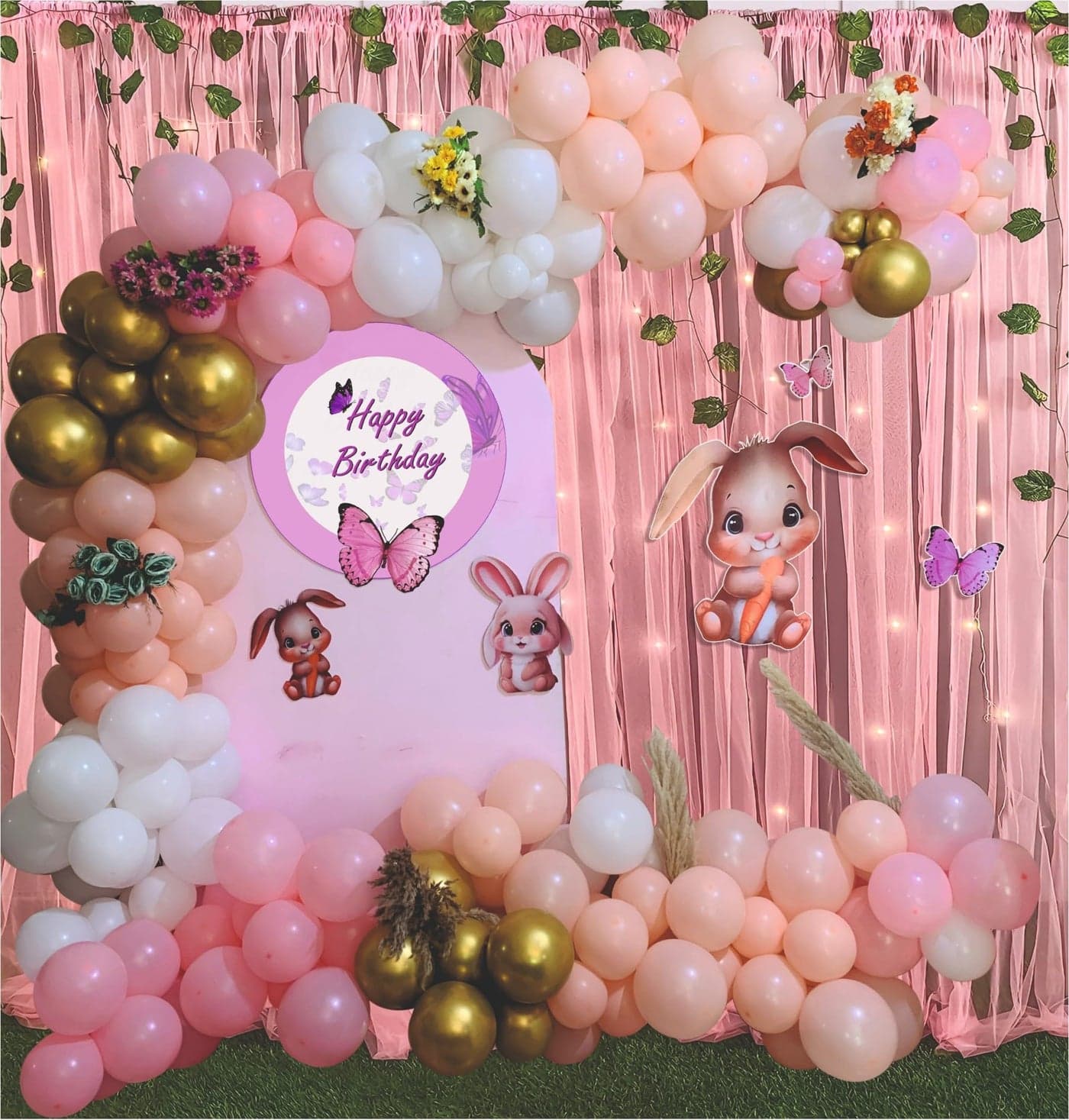 YOURS DECOR Balloon Decorations Set, 67 Pieces, Bunnies, Rabbits, Butterfly Themes