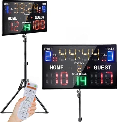 YZ LED Basketball Scoreboard with Shot Clock Digital Scoreboard with Remote Electronic Scoreboard with Timer Clock Digital Score Keeper Outdoor with Stand