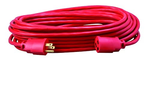 Southwire Heavy Duty Extension Cord - All-Purpose Heavy Duty Outdoor Power Cable - Lighted End for Safety - High Visibility Red - 14/3 Gauge - 50-Foot Outdoor Extension Cord