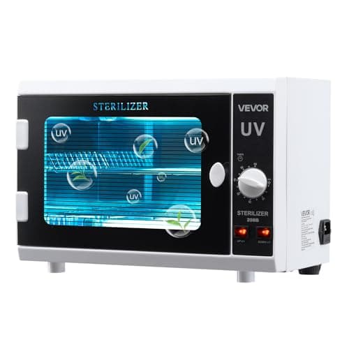 VEVOR Nail Tool Cleaning Machine 12L Large Capacity Knob Control Tool Cabinet Cleaner Box with Timer Setting Tempered Glass Door 185nm Wavelength for Labs Home Nail Salons Beauty Salons