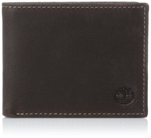 Timberland Men's Leather Wallet With Attached Flip Pocket, Brown (Delta), One Size