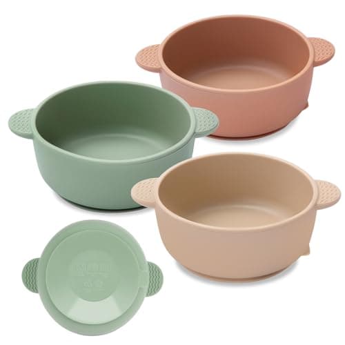 Eascrozn 3 Pack Baby Bowls, Suction Bowls for Baby and Toddlers, BPA Free Food Grade Silicone Bowl Feeding Supplies, Dishwasher and Microwave Safe, Multicolor