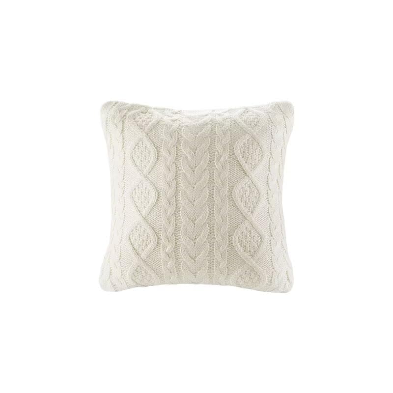 DOKOT Decorative Knit Throw Pillow Cover Chiristmas Farmhouse Sweater Square Warm Cushion Cover for Couch, Bed, Home Accent Decor (Cream, (18x18 inches(45x45cm))