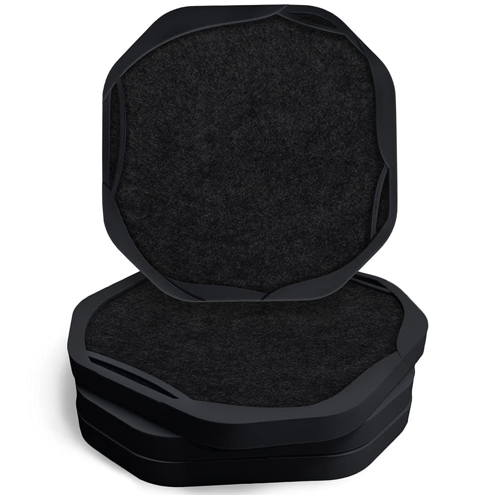 UMIRRO Black Coasters for Drinks for Tabletop Protection with Super Absorbent Felt Pad Cool Cup mats for Wooden Coffee Table Unique Modern Cup Coasters for Farmhouse Bar OfficeHome Set of 4