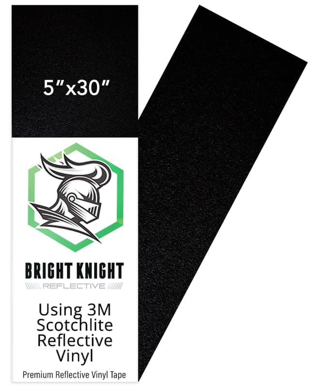 Black Reflective Vinyl Motorcycle Helmet Reflective Stickers 5x30, Made with 3M Reflective Tape Vinyl for Trailers, Cars, Bikes, Rims, Waterproof Black Reflective Tape by Bright Knight Decals