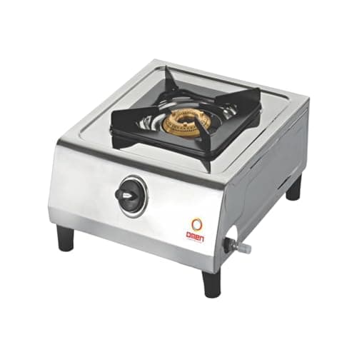Omen Changing Lives Mono 1-Burner Gas Stove | Heavy-Duty Stainless Steel Body | Manual Ignition | High-Efficiency Brass Burner | Single-Burner Gas Chulha for Home & Kitchen | 1-Year Warranty