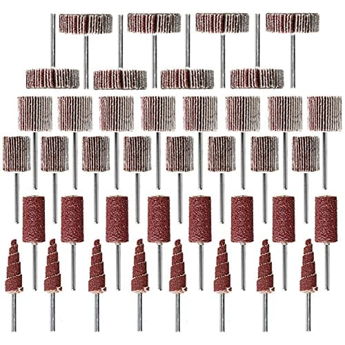 40 PCS Abrasive Flap Wheel Sander,80 Grit 3mm Shank Diameter Cone Shape Abrasive Sandpaper Flap Sanding Wheel Grinding Head for Rotary Tool