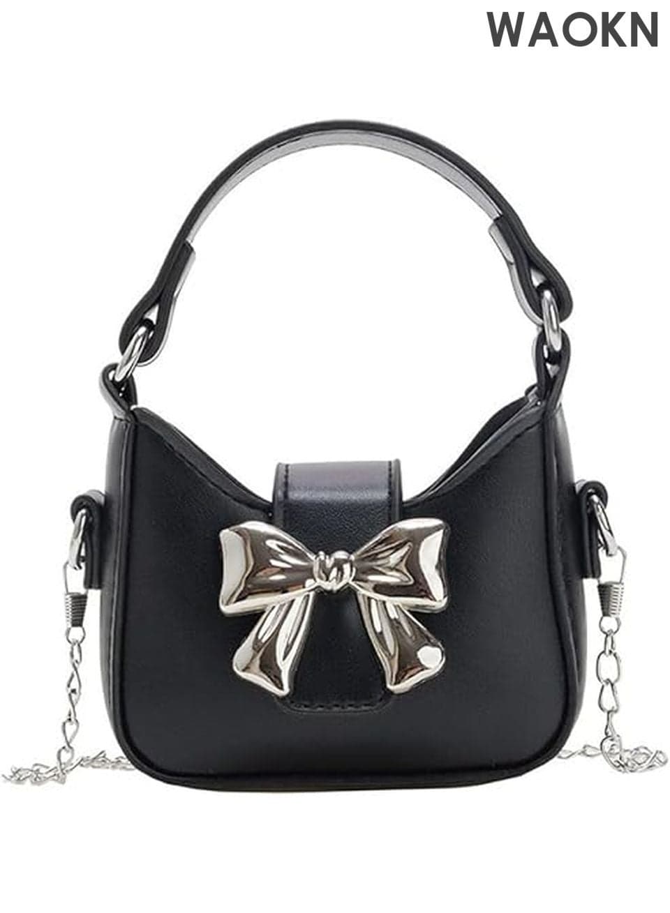 Mini Crossbody Purse for Little Girls - Adorable Bow Magnetic Buckle Handbag with Adjustable Strap - Cute Shoulder Bag for Kids Ages 4-12 - Perfect Birthday Gift, Party Favor & Dress-Up Accessory (Black)