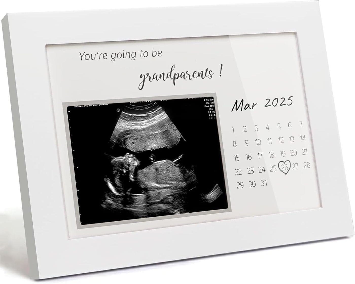 Pregnancy Announcement for Grandparents Sonogram Picture Frame Baby Announcement Sign Surprise Baby Reveal Ideas to Grandparents Ultrasound Keepsake Frame First Time Grandparents Gifts White