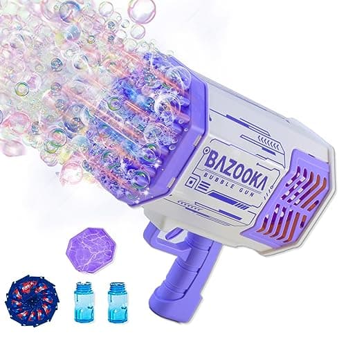 Petrella Toy Bubble Gun for Kids 69 Holes Bubble Machine for Toddlers 13 48 Girls Boys Rechargeable Bazooka Bubble Blower Guns for Wedding Summer Outdoor Party with Bubble Solution