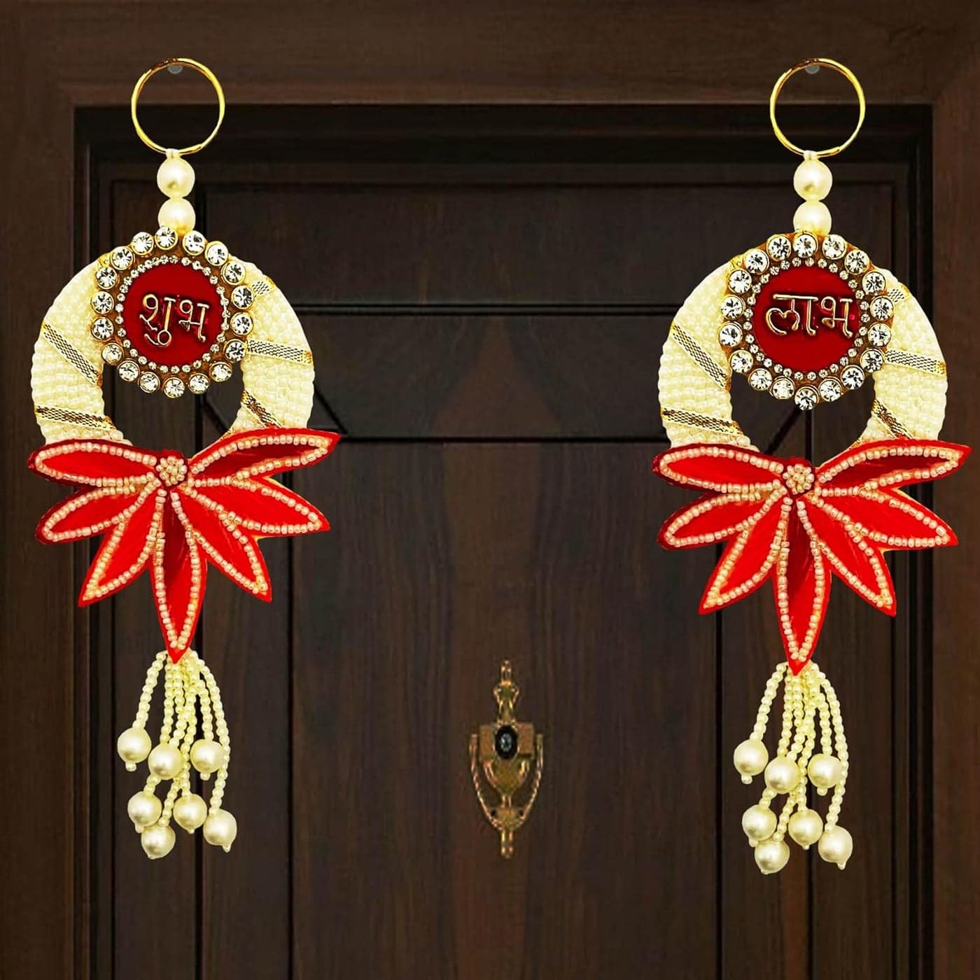 Buyent Lotus Hanging toran shubh labh for Door Entrance toran for Main Door Combo Pearl hangings for Decoration Diwali Decoration toran for Home dcor