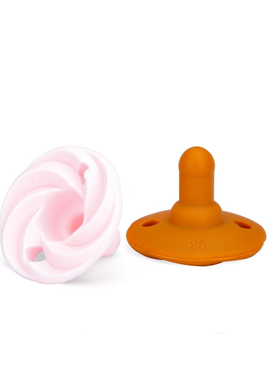 Doddle & Co. Baby Pacifier, Natural Shape, 100% Silicone - Holland Pop Pacifier (0-3m) - Spice/Blush
