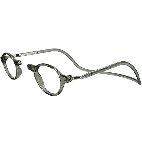 Clic Magnetic Reading Glasses, Computer Readers, Replaceable Lens, Adjustable Temples, Classic, (S-M, Smoke, 2.50 Magnification)