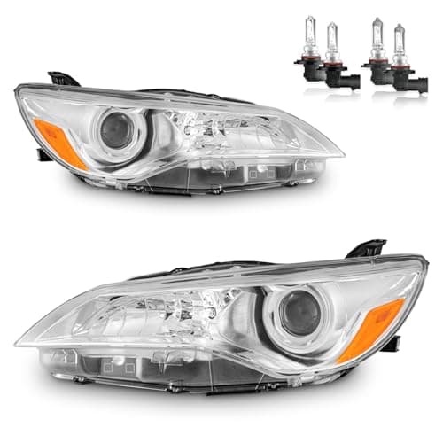 KarSpareHub Headlights Assembly for 2015 2016 2017 Toyota Camry LE/SE/XLE Sedan 4-Door Halogen Headlamp Replacement Driver & Passenger Side