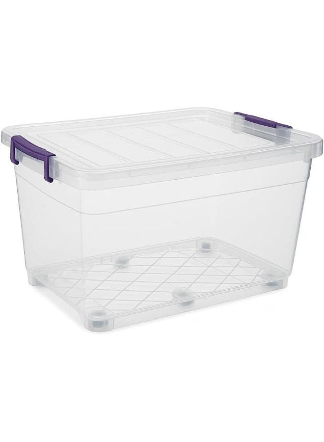 KOVAR Stackable Storage Container, Clear Plastic Box with Locking Lid (40L)