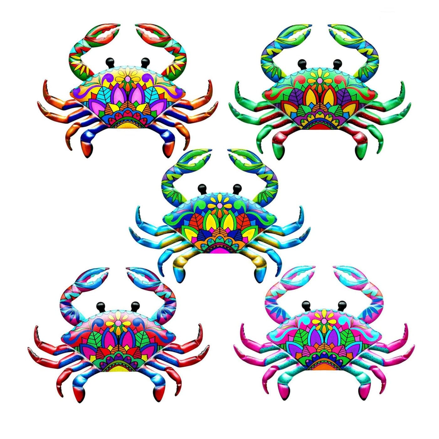 5PCS Crab Wall Decor Metal Crabs DecorationsWall Decor Coastal Sculptures Metal Crab Bar Wall Art Decor for Home Outdoor Wall Home Door Window Ocean Theme Room