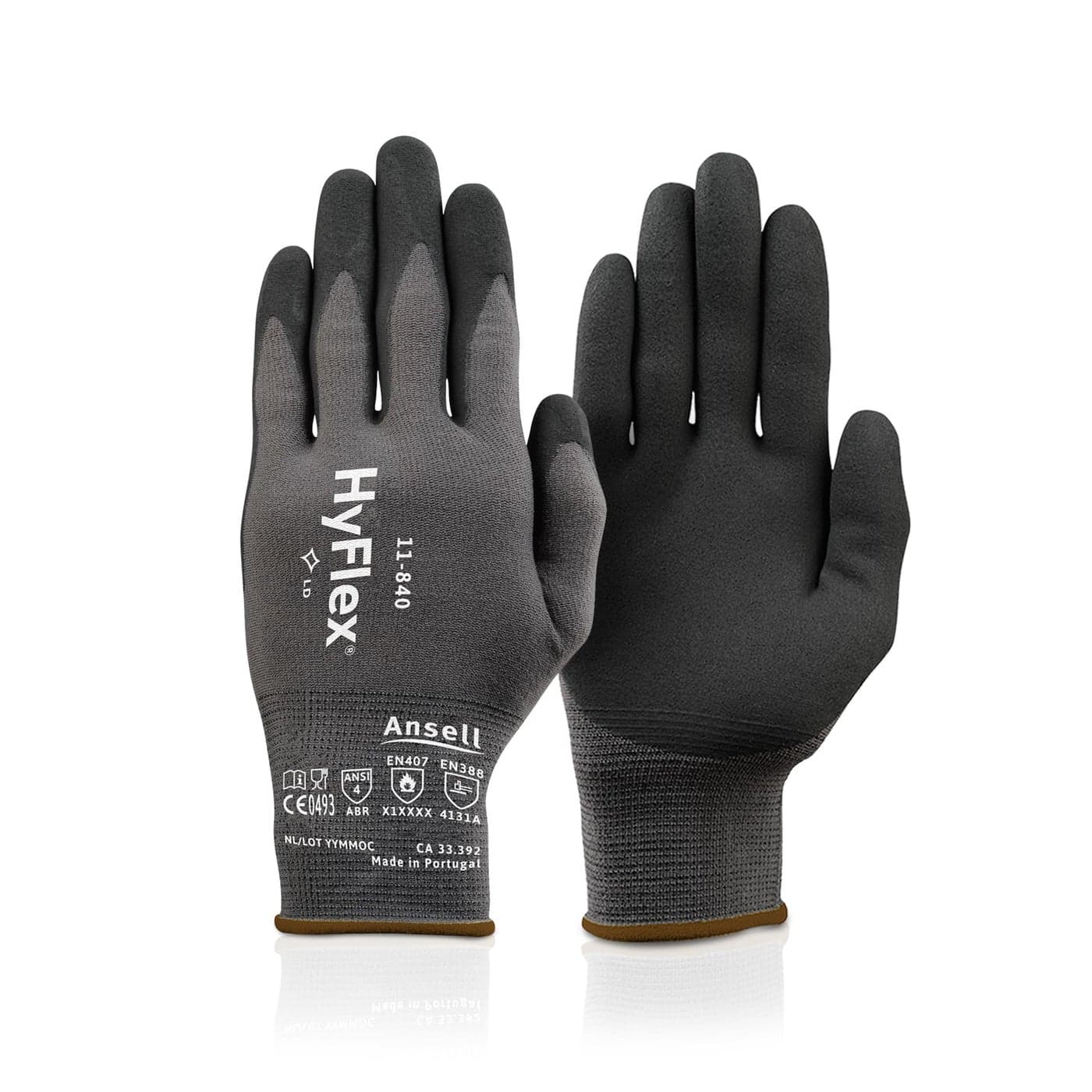 HYFLEX 11840 Ergonomic AbrasionResistant Nylon Spandex Nitrile Coated Industrial Gloves for Automotive Fabrication Med 8 Grey 1 Pair