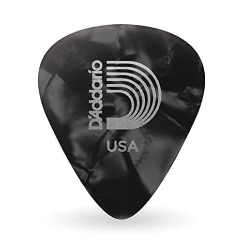 D'Addario Celluloid Guitar Picks - Guitar Accessories - Guitar Picks for Acoustic Guitar, Electric Guitar, Bass Guitar - Natural Feel, Warm Tone - Black, Light 0.50mm, 10-pack