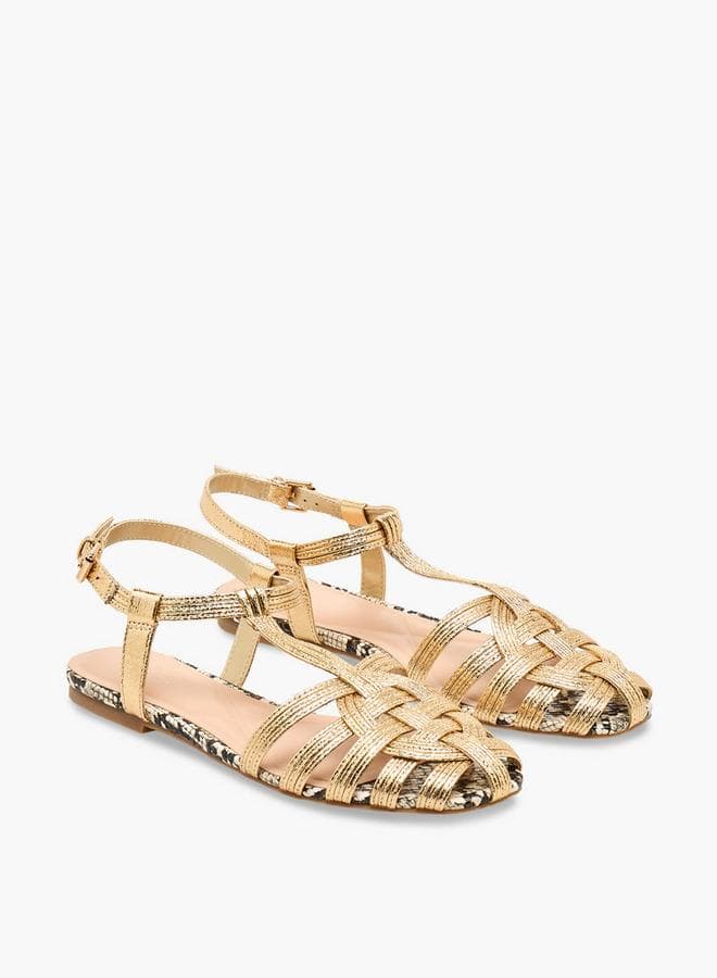 Women Textured Ankle Strap Sandals