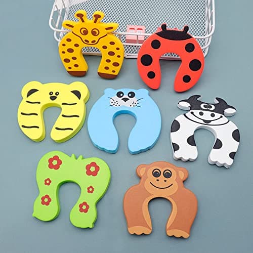 Mockery Door Stopper Finger Pinch Guard Set Of 10, Children Safety Colorful Cartoon Animal Foam Door Stop Cushion For Baby Children Safe (Random Pattern),Multicolor