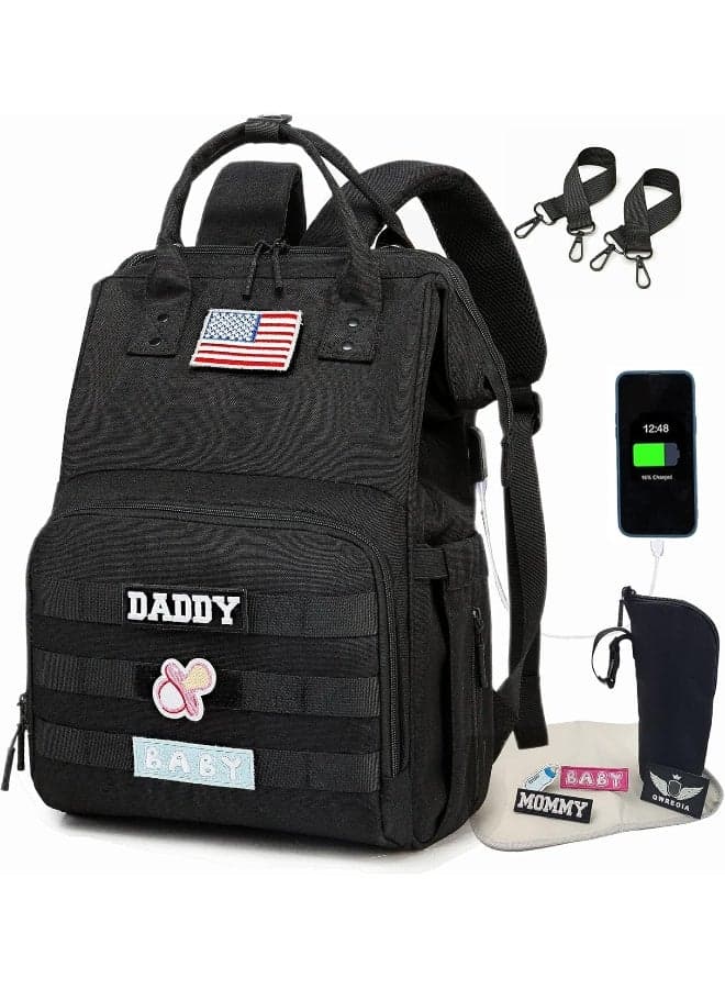 QWREOIA Diaper Bag Backpack for Dad and Mom with USB Charging Port