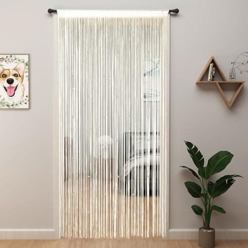 YIIBAII Beaded Curtain Beaded Curtains for Doorways Crystals Suitable for Interior Decoration and Partitions Hippy Closet Curtains (Champagne, 39"x79")