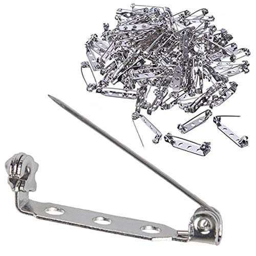 STARVAST 100 Pcs Silver Tone Pin Backs Clasp Brooch Safety Pins 1 Inch Bar Pins Findings with 3 Holes for Badge Insignia Citation Bars Making Corsage Name Tags Toy Pins and Jewelry Making