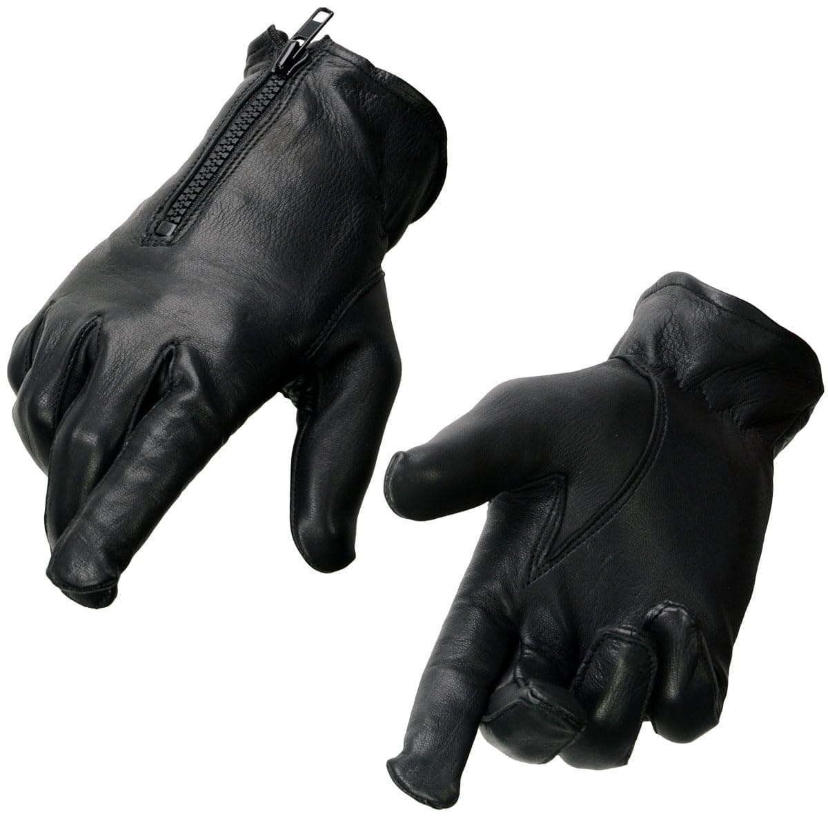 Milwaukee Leather SH867 Mens USA Deerskin Black Leather Unlined Lightweight Motorcycle Riders Gloves Large