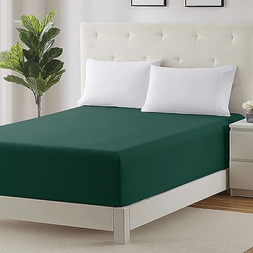 Hafaa Fitted Sheets King Size Extra Deep Pocket Bed Sheet 16 inch 40 Cm Soft Brushed Microfiber Breathable Fitted Bed Sheets Shrinkage and Fade Resistant Emerald