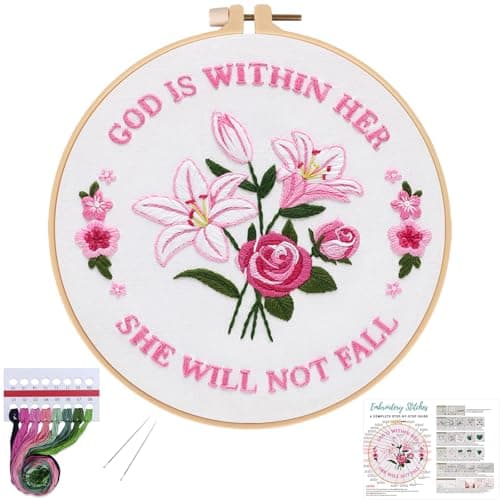 Louise Maelys Embroidery Kits for BeginnersCross Stitch Kit for AdultsDIY Needlepoint with Easter Tulip Rose Flowers Pattern