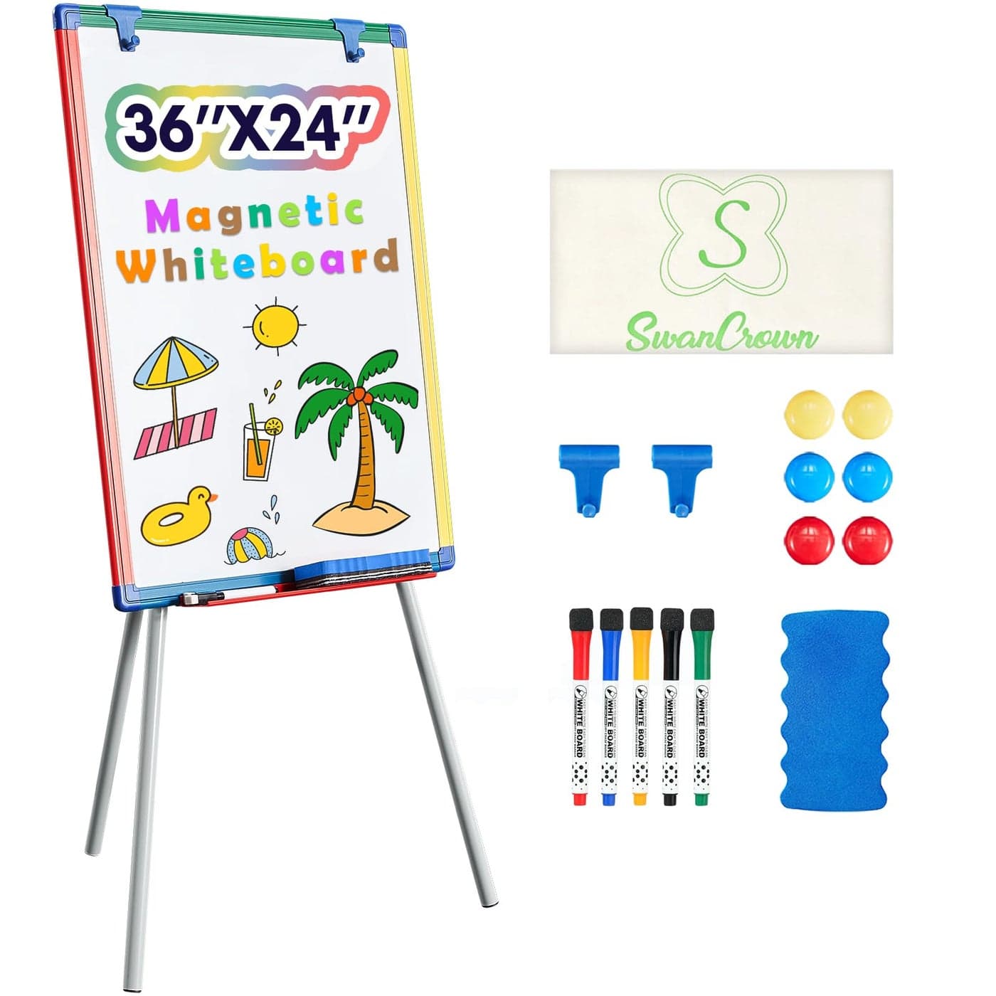 Magnetic Easel for Kids Height Adjustable 3663 DryErase Board and Whiteboard Perfect for Kids Art Activities 36x24 inch White Board Flipchart Board