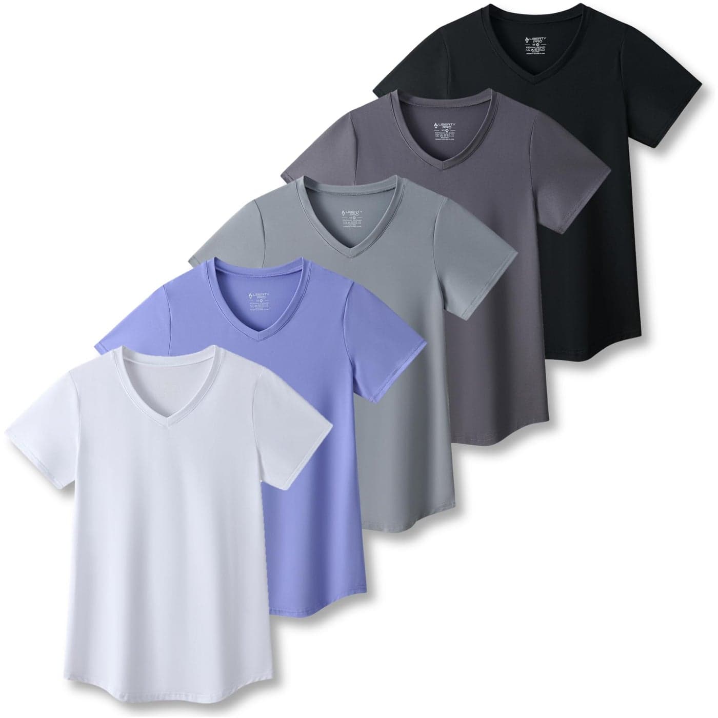 5 Pack Womens Dry Fit Short Sleeve T Shirts Athletic Workout Tee Tops for Gym Yoga Running Set 4 Large